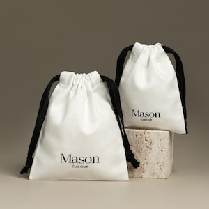 50pcs Custom Logo Twill Cotton Drawstring Dust Bags: Jewelry pouch, Handbag Storage TWI-103