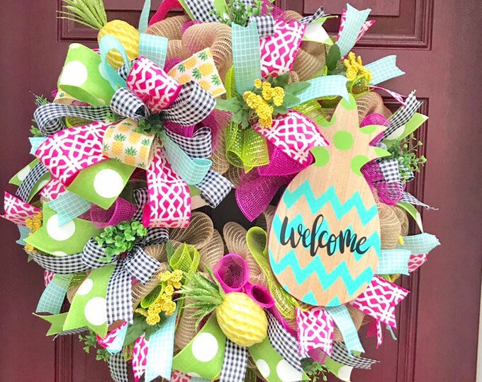 Pineapple Wreath Pineapple Decor Summer Decor Etsy