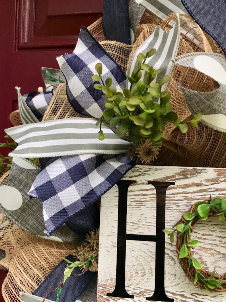 Home Sign with Grapevine Greenery Everyday Farmhouse Decor Year Round Wreath Home Wreath for Front Door Greenery Wreath Burlap Wreath