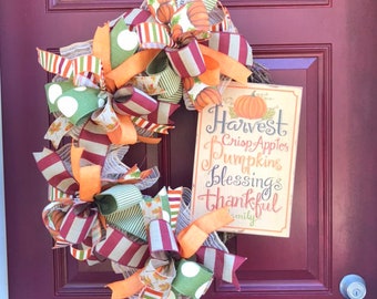 Fall Grapevine Wreath for Front Door, Farmhouse Decor, Harvest Wreath, Autumn Decor, Fall Porch Decoration, Thanksgiving Decoration