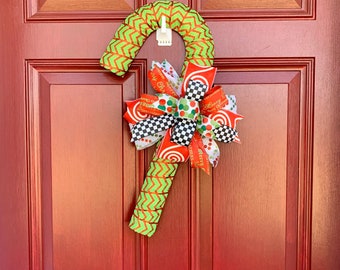 Candy Cane Door Hanger, Candy Cane Wreath, Christmas Decor, Whimsical Decoration, Front Door Decor. Holiday Decoration