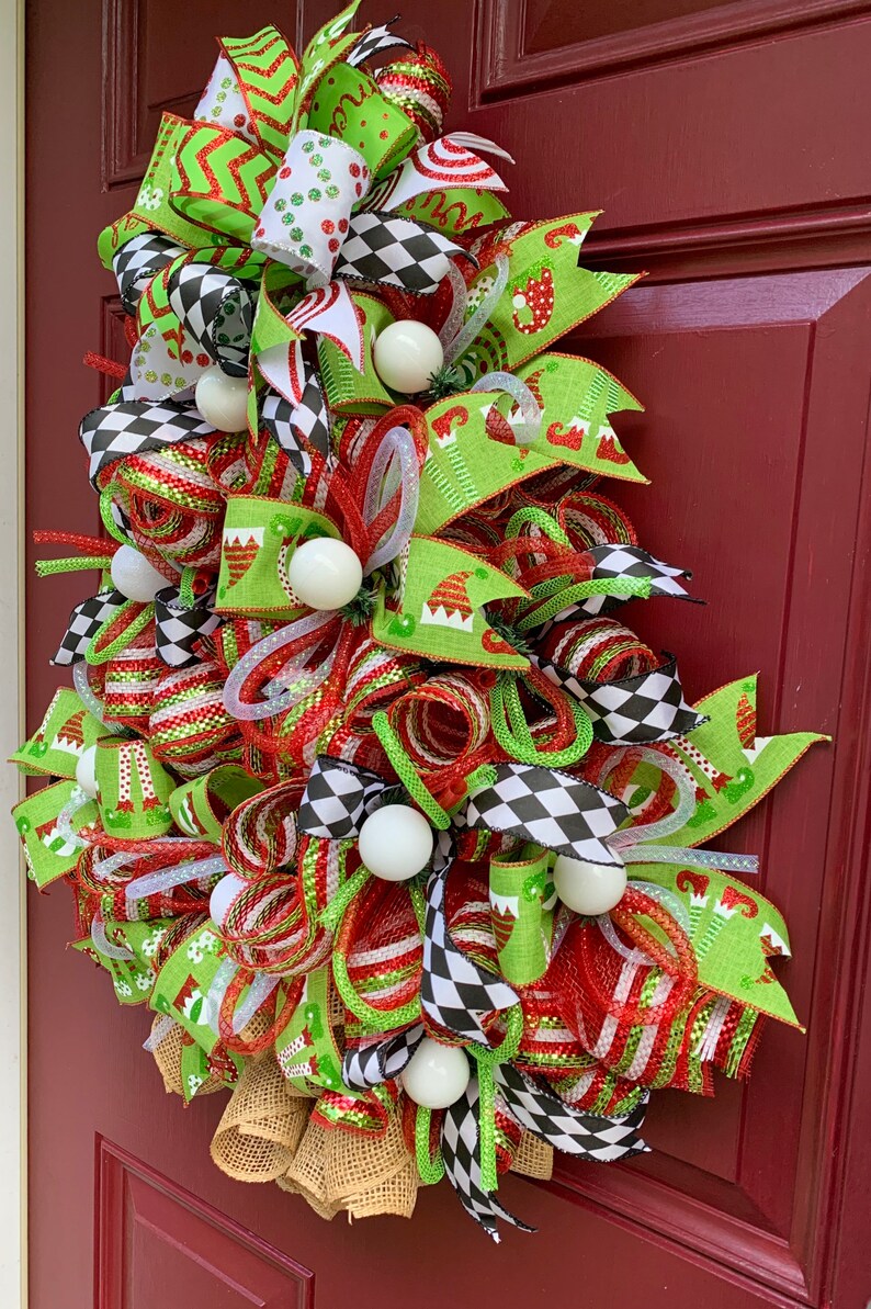Christmas Tree Wreath Front Door Decor Storm Door Holiday Etsy