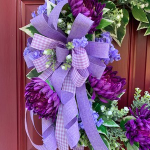 Everyday Lavender and Purple Floral Wreath for Front Door, Monogram Storm Door Wreath, Double Door Spring Summer Decor, Mother's Day Gift image 7