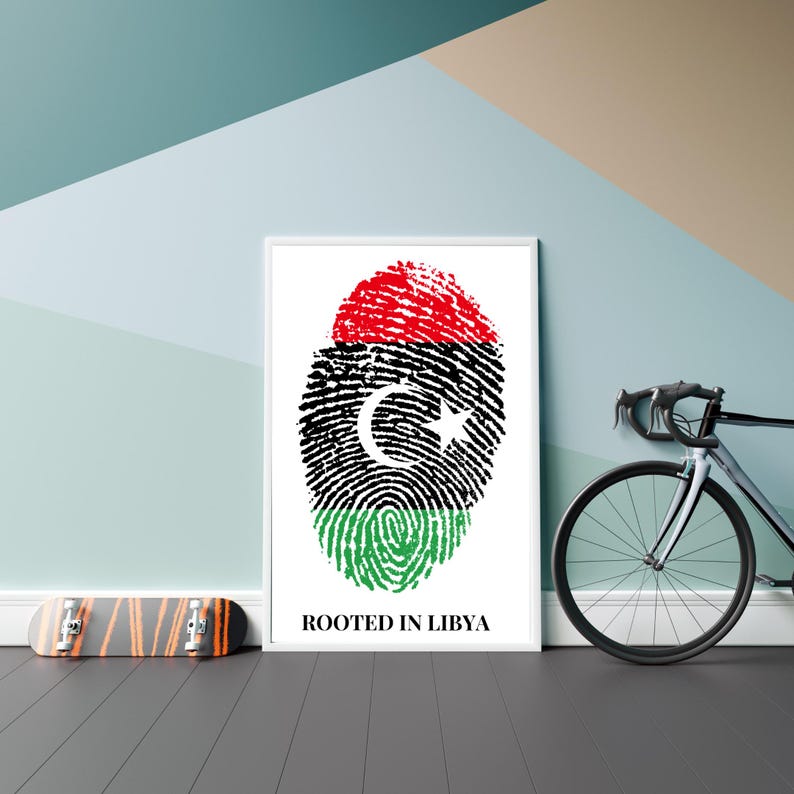 Libyan Flag Fingerprint Art Print, Heritage Pride Poster - Etsy