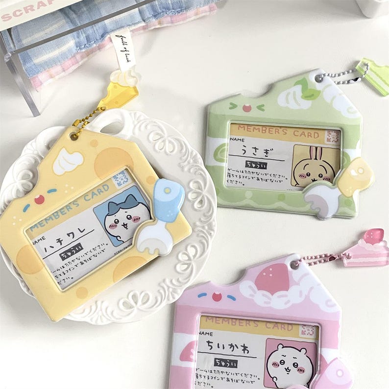 Dessert Horizontal PVC Photo Card Holder with Acrylic Pendant, Kpop Anime Display, ID Protector image 3