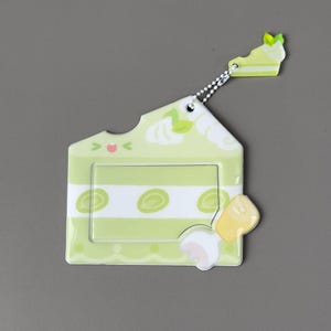 Dessert Horizontal PVC Photo Card Holder with Acrylic Pendant, Kpop Anime Display, ID Protector mellow matcha cake