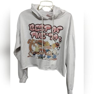 2157) Nickelodeon Rugrats Official 'Best of 90's' Cropped Hoodie Sweater Size L