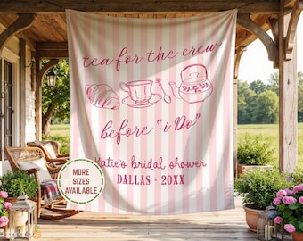 Personalized Tea Themed Bachelorette Party Tapestry Welcome Sign, Garden Bridal Shower Backdrop Banner Decor, Future Mrs. Bride-To-Be Decor.
