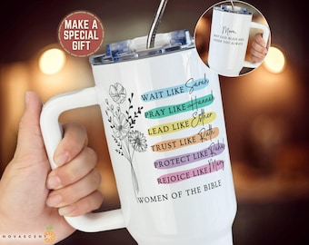 Personalized Women of the Bible Mother's Day Gift, Christian Mom Travel Cup, 20oz/40oz Christian Tumbler, Religious Faith Based Gift Box.