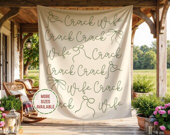 Mahjong Crack Crack Wife Bachelorette Party Tapestry Welcome Sign, Coquette Mahj Bridal Shower Photo Backdrop Banner, Tiles Girls Trip Decor