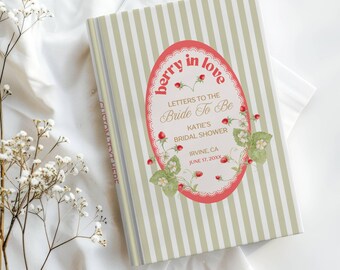 Personalized Letters to the Bride Bachelorette Keepsake Gift, Strawberry Themed Bridal Shower Guest Book, Garden Brunch Marriage Advice Book