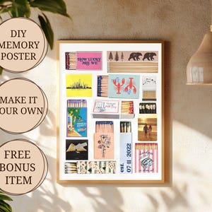 Custom Decorative Wall Art Matchbox for Thoughtful Anniversary Gift, Personalized Wall Hanging Picture Frame, Blank Matchbook Template Canva