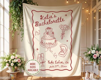 Tapiz personalizado de bienvenida para despedida de soltera, pancarta decorativa para fondo de fotos de fin de semana de viaje de chicas para despedida de soltera, decoración para brunch de la futura novia.