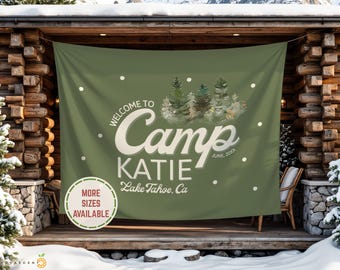Personalized Camp Bach Party Welcome Sign, Wild In The Woods Bridal Shower Photo Backdrop Banner, Mountain Birthday Party Cabin Welcome Sign