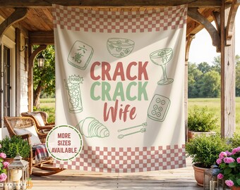 Personalized Mahjong Crack  Wife Bachelorette Party Tapestry Welcome Sign, Mahj Bridal Shower Photo Backdrop Banner, Tiles Girls Trip Decor