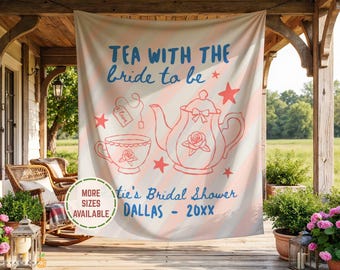 Personalized Tea Themed Bachelorette Party Tapestry Welcome Sign, Garden Bridal Shower Backdrop Banner Decor, Future Mrs. Bride-To-Be Decor.