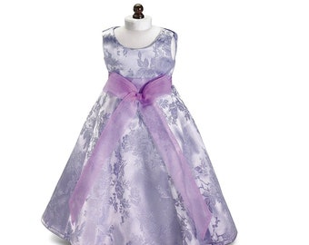 Purple Flowers Brocade Satin Party Dress and Sandals for 18" American Girl Dolls