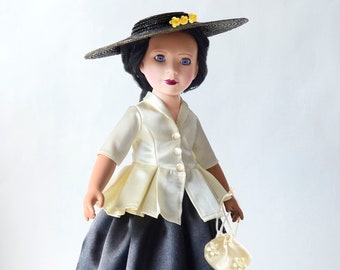 Bar Suit Dolls Outfit with Black Hat and Drawstring Bag for 18" Slim Carpatina and BJD Dolls