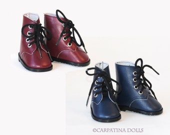 Ankle Boots Navy Blue or Maroon Leather Shoes for the 18” American Girl Dolls and for 18” Carpatina Boy Dolls