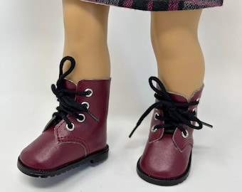 Ankle Doll Boots Shoes with Laces, Maroon Brown Shoes for the 18” American Girl Dolls