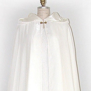 White Velvet Cloak Cape Lined in Satin, Wedding Long Hooded White Cape Made by Order in USA