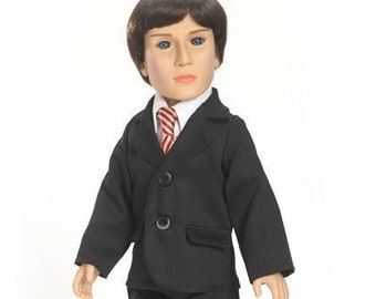 Black Suit with White Shirt and Tie Outfit for the 18 inch Carpatina Boy Dolls and for Kids N Cats dolls