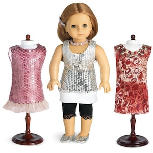 18&quot; Doll Clothes Bundle, Pink Dresses, Silver Outfit and Silver Shoes Made by Carpatina fits 18&quot; Dolls like American Girl or Gotz Dolls