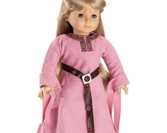 Medieval Princess Pink Wool Dress fits 18" Dolls like American Girl - liquidation-read description