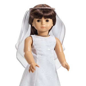 Wedding Dress with Diamonds Silver Tiara and Veil fits 18" Dolls like American Girl Dolls image 2