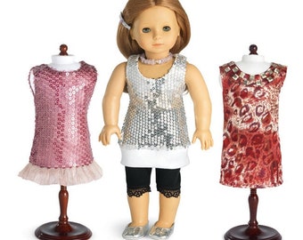 K-Pop Puppenkleidung 18 "Puppenkleidung Bundle, rosa Kleider, Silber Outfit und Silber Schuhe von Carpatina passt 18 ""American Girl Dolls."
