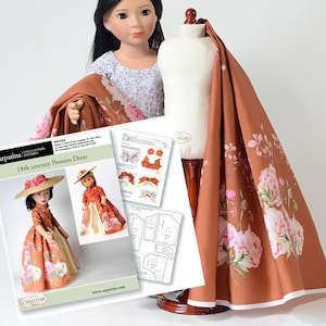 Outlander Fabric and PDF Pattern DIY Bundle for Claire in Paris Doll Dress for 18&quot; dolls like American Girl or Carpatina