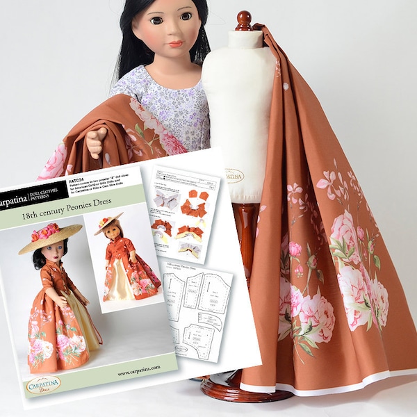 Outlander Fabric and PDF Pattern DIY Bundle for Claire in Paris Doll Dress for 18" dolls like American Girl or Carpatina