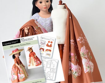Outlander Fabric and PDF Pattern DIY Bundle for Claire in Paris Doll Dress for 18" dolls like American Girl or Carpatina