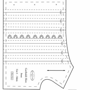 May include: A black and white sewing pattern for a Garibaldi shirt. The pattern includes instructions for cutting and sewing the shirt. The pattern is for a slim size.
