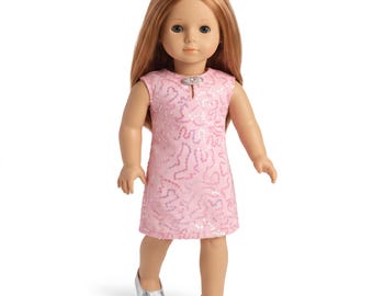 Vestido y zapatos de lentejuelas rosas estilo K-Pop para muñecas, aptos para muñecas de 45 cm como American Girl o Gotz.