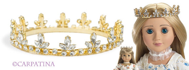 Dolls Fleur De Lis Gold Crown fits 18 American Girl and image 1