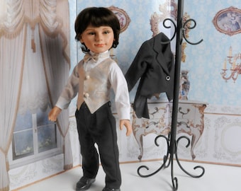 Tailcoat Tux Suit Outfit and Vest for the 18 inch Carpatina Boy Dolls and for Kids N Cats dolls