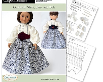 Victorian Garibaldi Shirt 18 inch Doll Outfit PDF Pattern, Multi-sized to fit Slim and Regular 18" Dolls such as American Girl® and Gotz