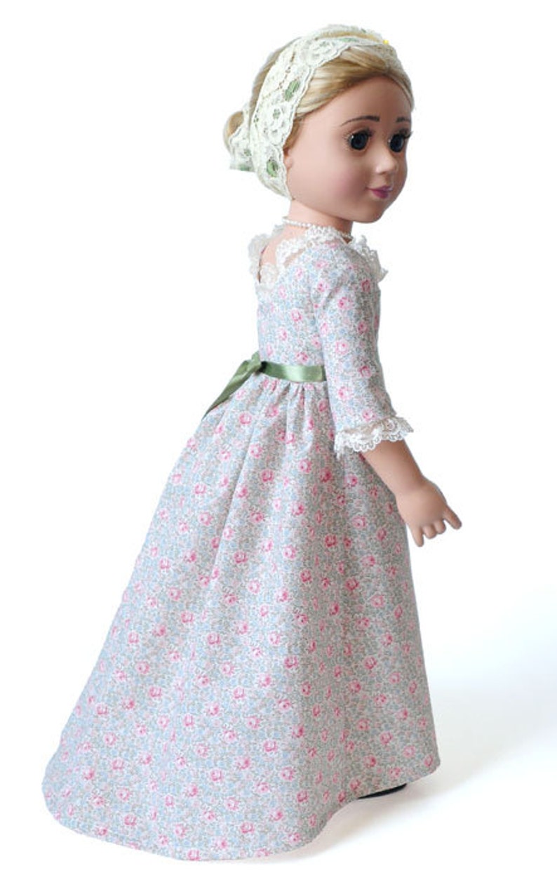 Regency Dress and Spencer Doll Clothes Pattern as Downloadable PDF, Comes in 2 sizes: for 18 American Girl and slim Carpatina dolls image 4