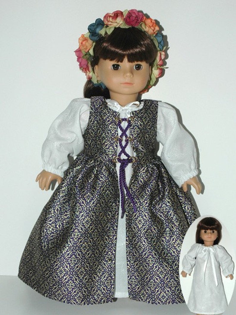 Renaissance Doll Dress and Chemise Pattern Multi-sized for 18 American Girl and Slim Carpatina dolls, Printed Paper Pattern image 3
