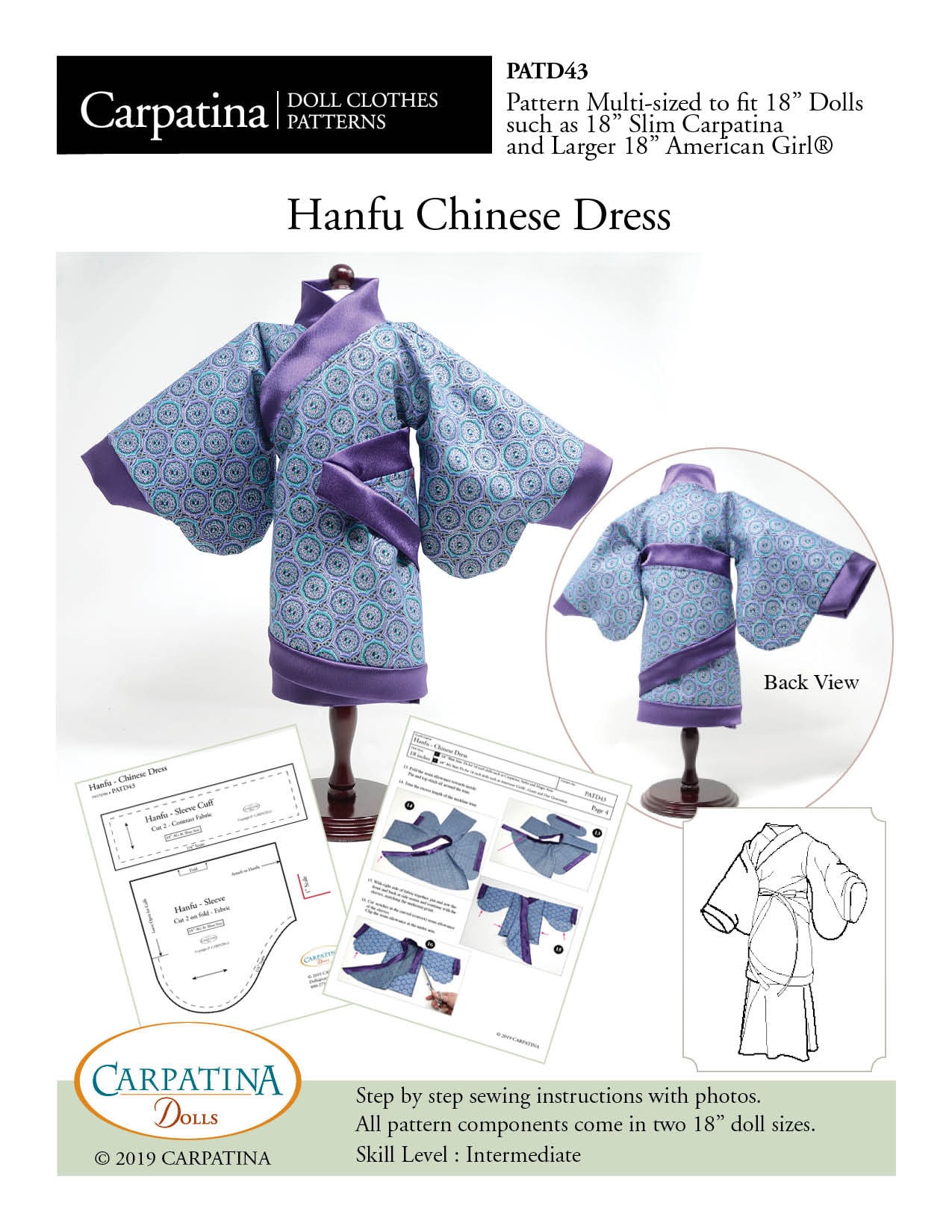 Buy Chinese Hanfu Wrap Dress PDF Sewing Pattern Multi sized for 18