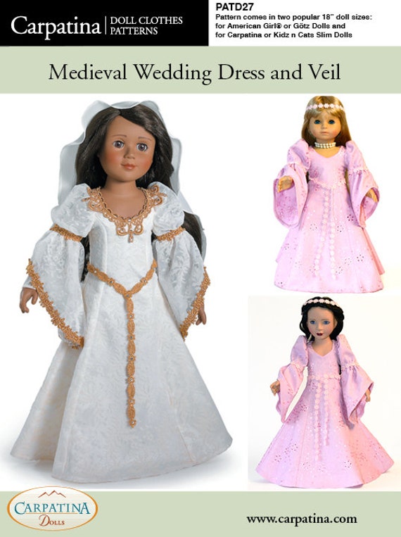 Medieval Wedding Dress And Veil Doll Clothes Pattern As Etsy