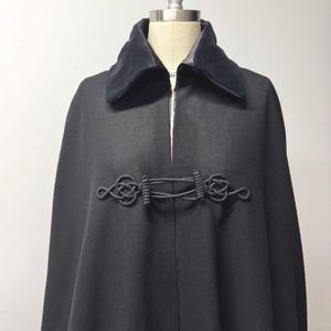 FDR Boat Cloak Naval Black Wool Military Cape with Velvet Collar and Lined in your Color Choice Satin - Custom Made in New Hampshire
