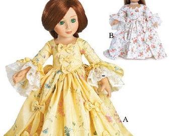 Marie Antoinette Dress Pattern Multi-sized for 18" American Girl and Slim Carpatina dolls, Printed Paper Pattern