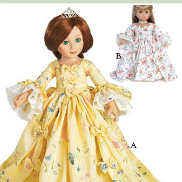 Marie Antoinette Dress Pattern Multi-sized for 18" American Girl and Slim Carpatina dolls, Printed Paper Pattern