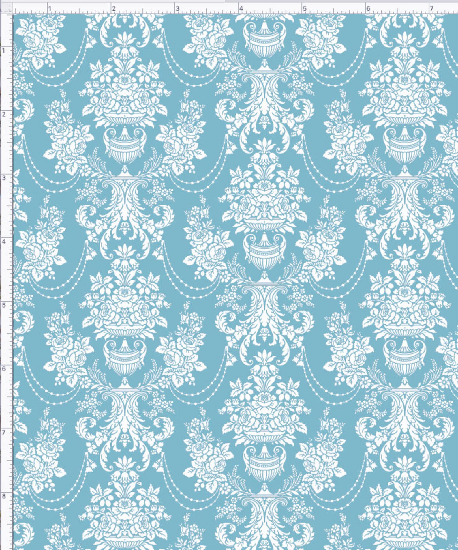 Blue and White Damask Fabric Scaled for 18 Dolls Like Etsy
