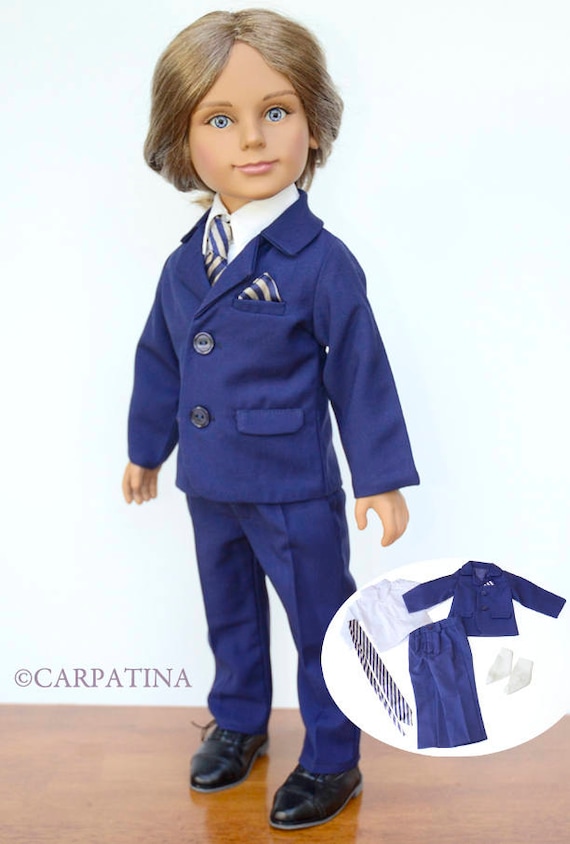 Blue Suit with Shirt and Tie Outfit for the 18 inch Carpatina Boy Dolls and  for Kids N Cats dolls
