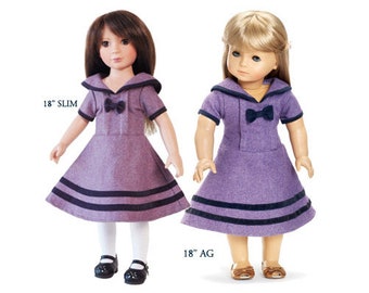 18 "Puppen Lila Wolle Schulpuppe Kleid, Wählen Sie Ihre Puppengröße: Passend für die 18 ""American Girl" oder Passt 18"Slim Carpatina."