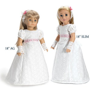 Regency Dress with Gauntlets, Choose your Doll Size from 18" American Girl Dolls or 18" Slim Dolls