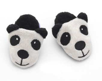 Pantuflas de piel de oso panda, fabricadas por Carpatina, aptas para muñecas de 18 pulgadas como American Girl o Gotz.